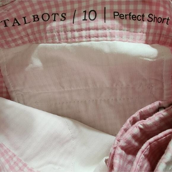 Talbots Perfect Shorts - Bermuda Length - Pink White Checks Gingham - Size 10 - Picture 5 of 6